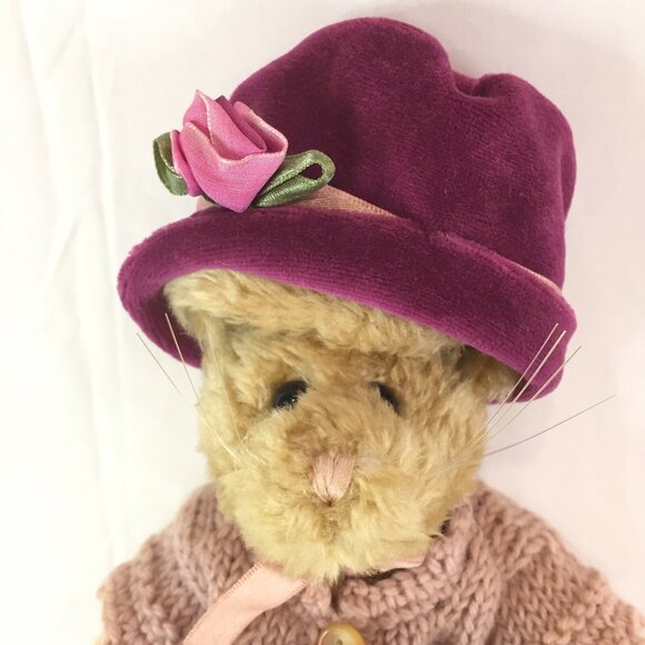 New Boyds Bears Easter Bunny Emily Rabbit Plush Stuffed Animal Pink Sweater Hat - Picture 4 of 12